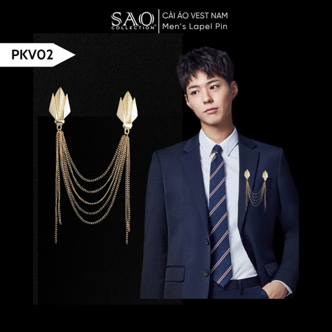 Cài Áo Vest Nam Tua Rua Dây Xích Cao Cấp – Ghim Cài Ve Áo Suit Sang Trọng, Tôn Phong Cách Quý Ông (PKV02)