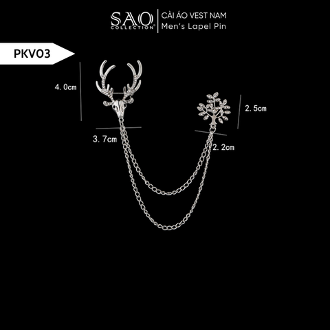 Cài Áo Vest Nam Tua Rua Dây Xích Cao Cấp – Ghim Cài Ve Áo Suit Sang Trọng, Tôn Phong Cách Quý Ông (PKV05)