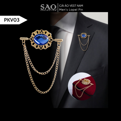 Cài Áo Vest Nam Tua Rua Dây Xích Cao Cấp – Ghim Cài Ve Áo Suit Sang Trọng, Tôn Phong Cách Quý Ông (PKV03)