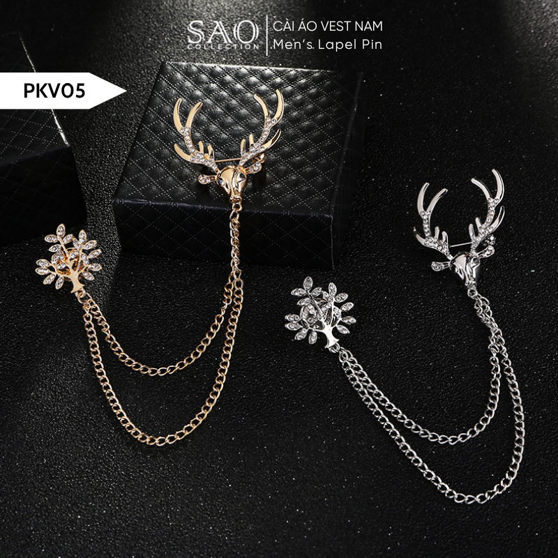 Cài Áo Vest Nam Tua Rua Dây Xích Cao Cấp – Ghim Cài Ve Áo Suit Sang Trọng, Tôn Phong Cách Quý Ông (PKV05)