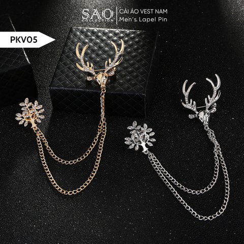 Cài Áo Vest Nam Tua Rua Dây Xích Cao Cấp – Ghim Cài Ve Áo Suit Sang Trọng, Tôn Phong Cách Quý Ông (PKV05)