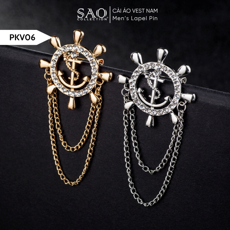 Cài Áo Vest Nam Tua Rua Dây Xích Cao Cấp – Ghim Cài Ve Áo Suit Sang Trọng, Tôn Phong Cách Quý Ông (PKV06)