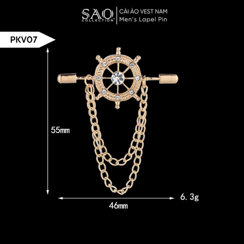 Cài Áo Vest Nam Tua Rua Dây Xích Cao Cấp – Ghim Cài Ve Áo Suit Sang Trọng, Tôn Phong Cách Quý Ông (PKV07)