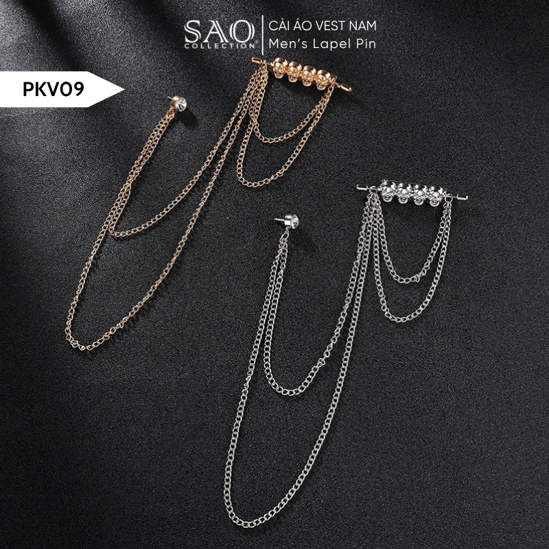 Cài Áo Vest Nam Tua Rua Dây Xích Cao Cấp – Ghim Cài Ve Áo Suit Sang Trọng, Tôn Phong Cách Quý Ông (PKV09)