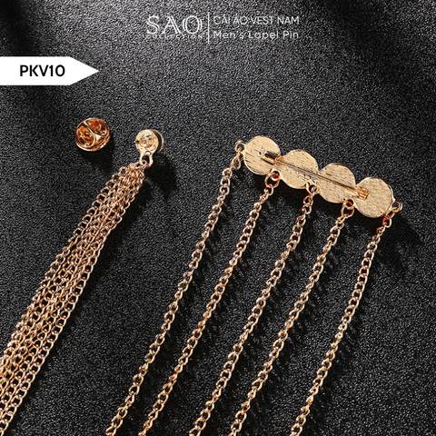 Cài Áo Vest Nam Tua Rua Dây Xích Cao Cấp – Ghim Cài Ve Áo Suit Sang Trọng, Tôn Phong Cách Quý Ông (PKV10)