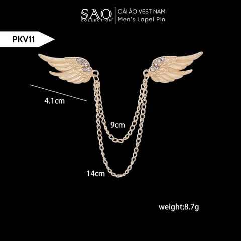 Cài Áo Vest Nam Tua Rua Dây Xích Cao Cấp – Ghim Cài Ve Áo Suit Sang Trọng, Tôn Phong Cách Quý Ông (PKV11)