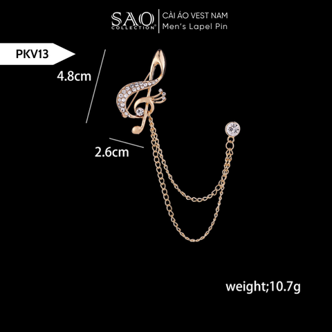 Cài Áo Vest Nam Tua Rua Dây Xích Cao Cấp – Ghim Cài Ve Áo Suit Sang Trọng, Tôn Phong Cách Quý Ông (PKV13)