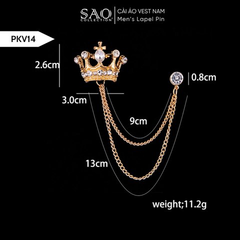 Cài Áo Vest Nam Tua Rua Dây Xích Cao Cấp – Ghim Cài Ve Áo Suit Sang Trọng, Tôn Phong Cách Quý Ông (PKV14)