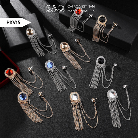 Cài Áo Vest Nam Tua Rua Dây Xích Cao Cấp – Ghim Cài Ve Áo Suit Sang Trọng, Tôn Phong Cách Quý Ông (PKV15)