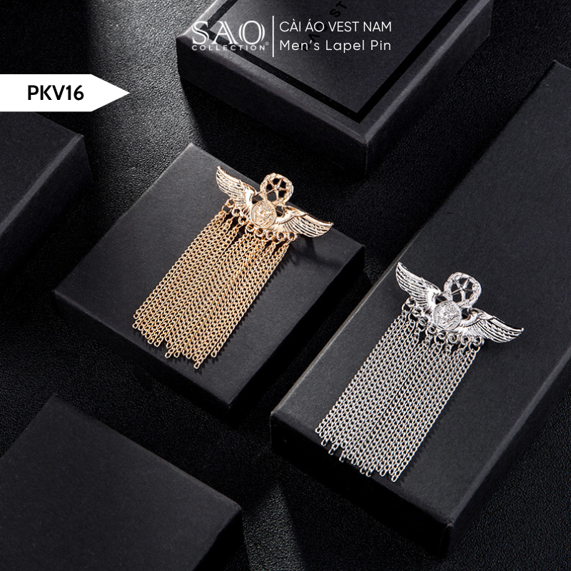 Cài Áo Vest Nam Tua Rua Dây Xích Cao Cấp – Ghim Cài Ve Áo Suit Sang Trọng, Tôn Phong Cách Quý Ông (PKV16)