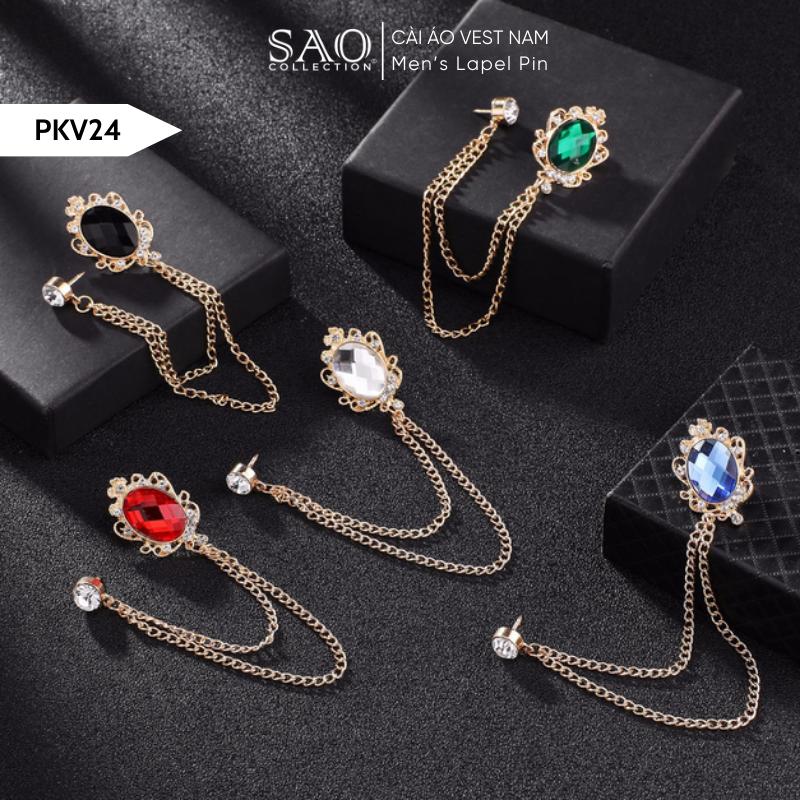 Cài Áo Vest Nam Tua Rua Dây Xích Cao Cấp – Ghim Cài Ve Áo Suit Sang Trọng, Tôn Phong Cách Quý Ông (PKV24)