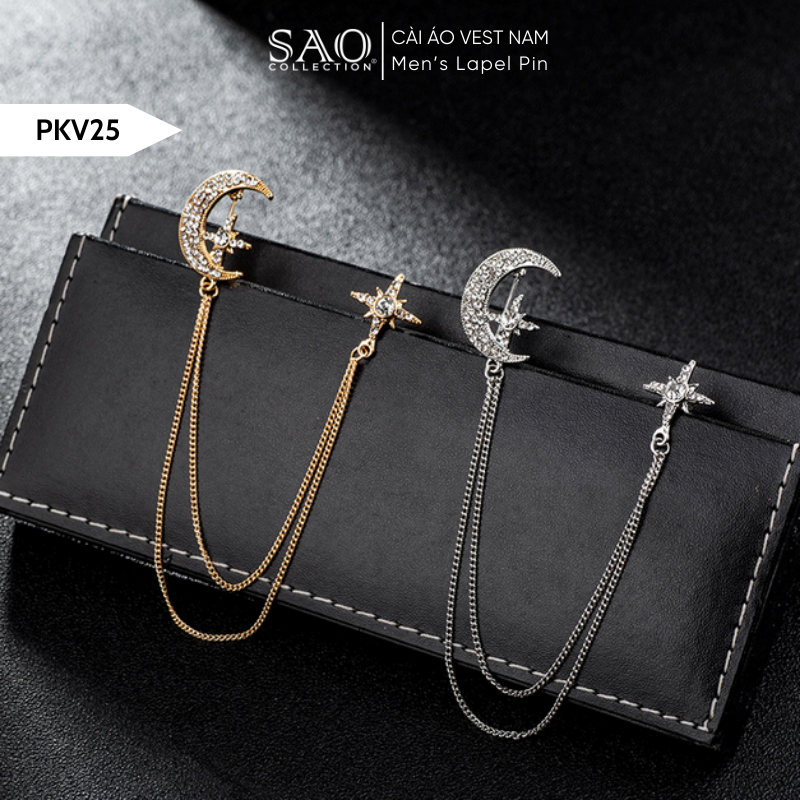 Cài Áo Vest Nam Tua Rua Dây Xích Cao Cấp – Ghim Cài Ve Áo Suit Sang Trọng, Tôn Phong Cách Quý Ông (PKV25)