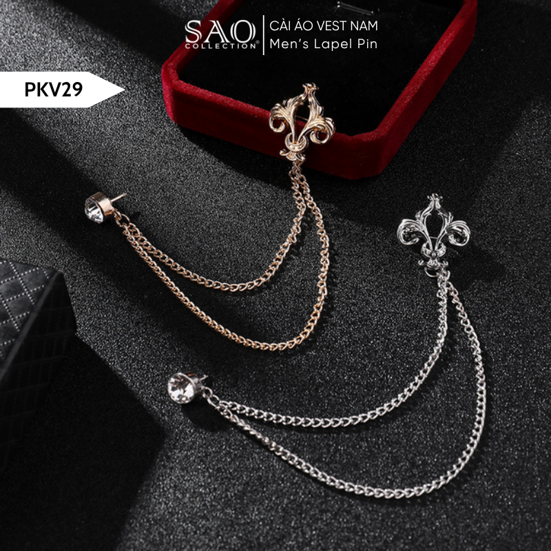 Cài Áo Vest Nam Tua Rua Dây Xích Cao Cấp – Ghim Cài Ve Áo Suit Sang Trọng, Tôn Phong Cách Quý Ông (PKV29)
