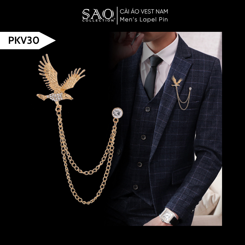 Cài Áo Vest Nam Tua Rua Dây Xích Cao Cấp – Ghim Cài Ve Áo Suit Sang Trọng, Tôn Phong Cách Quý Ông (PKV30)