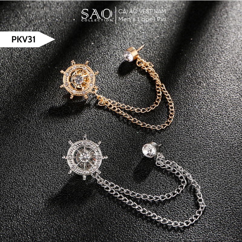 Cài Áo Vest Nam Tua Rua Dây Xích Cao Cấp – Ghim Cài Ve Áo Suit Sang Trọng, Tôn Phong Cách Quý Ông (PKV31)