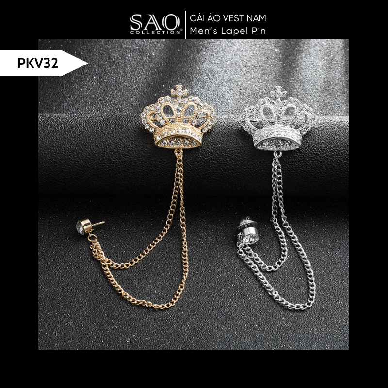 Cài Áo Vest Nam Tua Rua Dây Xích Cao Cấp – Ghim Cài Ve Áo Suit Sang Trọng, Tôn Phong Cách Quý Ông (PKV32)