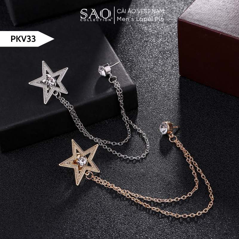 Cài Áo Vest Nam Tua Rua Dây Xích Cao Cấp – Ghim Cài Ve Áo Suit Sang Trọng, Tôn Phong Cách Quý Ông (PKV33)