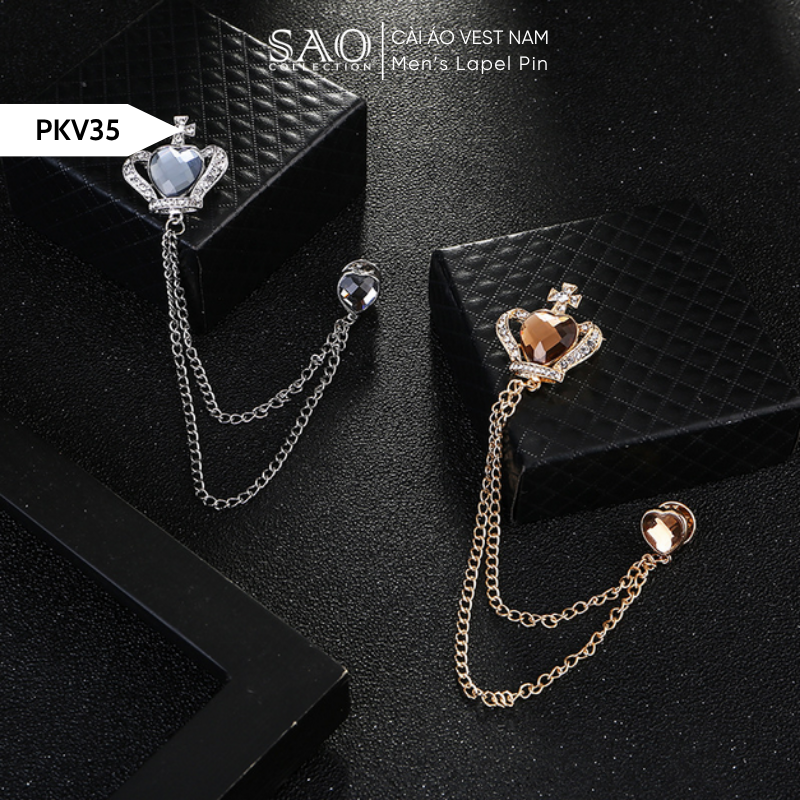 Cài Áo Vest Nam Tua Rua Dây Xích Cao Cấp – Ghim Cài Ve Áo Suit Sang Trọng, Tôn Phong Cách Quý Ông (PKV35)