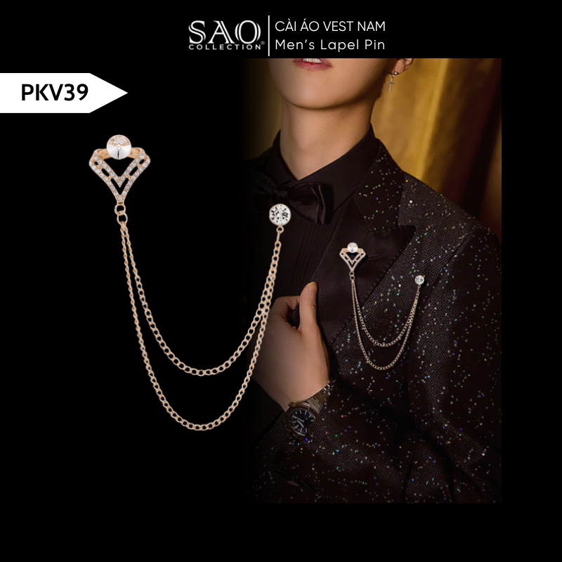 Cài Áo Vest Nam Tua Rua Dây Xích Cao Cấp – Ghim Cài Ve Áo Suit Sang Trọng, Tôn Phong Cách Quý Ông (PKV39)