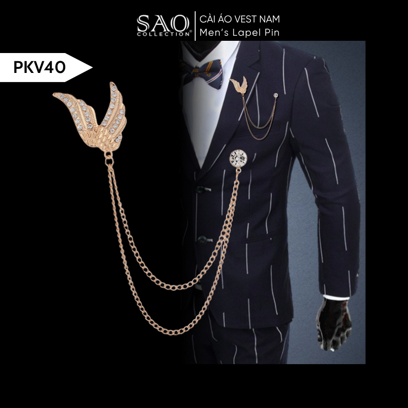 Cài Áo Vest Nam Tua Rua Dây Xích Cao Cấp – Ghim Cài Ve Áo Suit Sang Trọng, Tôn Phong Cách Quý Ông (PKV40)