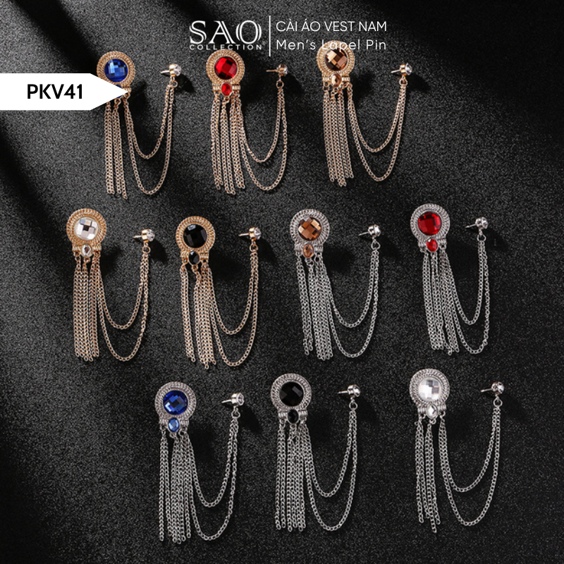 Cài Áo Vest Nam Tua Rua Dây Xích Cao Cấp – Ghim Cài Ve Áo Suit Sang Trọng, Tôn Phong Cách Quý Ông (PKV41)