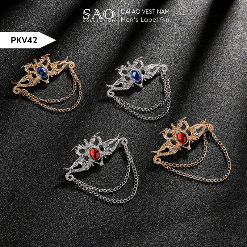 Cài Áo Vest Nam Tua Rua Dây Xích Cao Cấp – Ghim Cài Ve Áo Suit Sang Trọng, Tôn Phong Cách Quý Ông (PKV42)