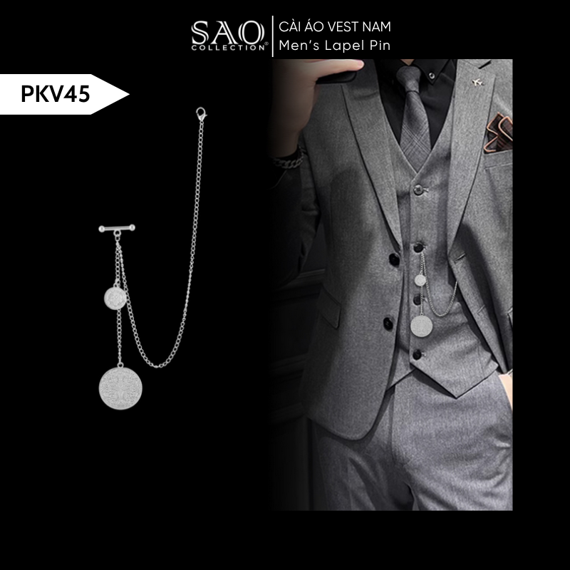Cài Áo Vest Nam Tua Rua Dây Xích Cao Cấp – Ghim Cài Ve Áo Suit Sang Trọng, Tôn Phong Cách Quý Ông (PKV45)
