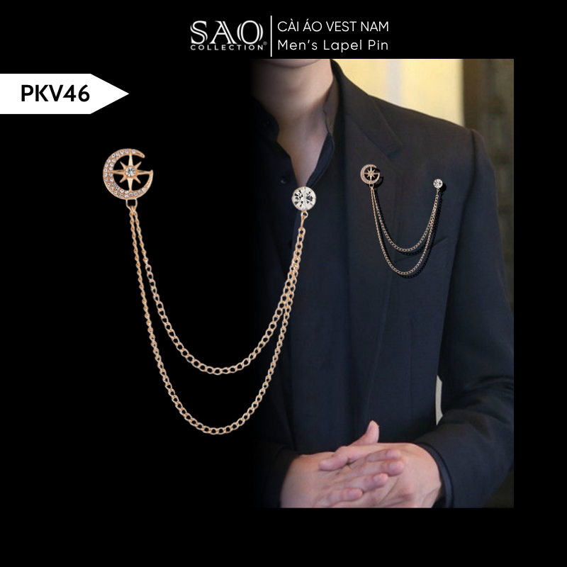Cài Áo Vest Nam Tua Rua Dây Xích Cao Cấp – Ghim Cài Ve Áo Suit Sang Trọng, Tôn Phong Cách Quý Ông (PKV46)