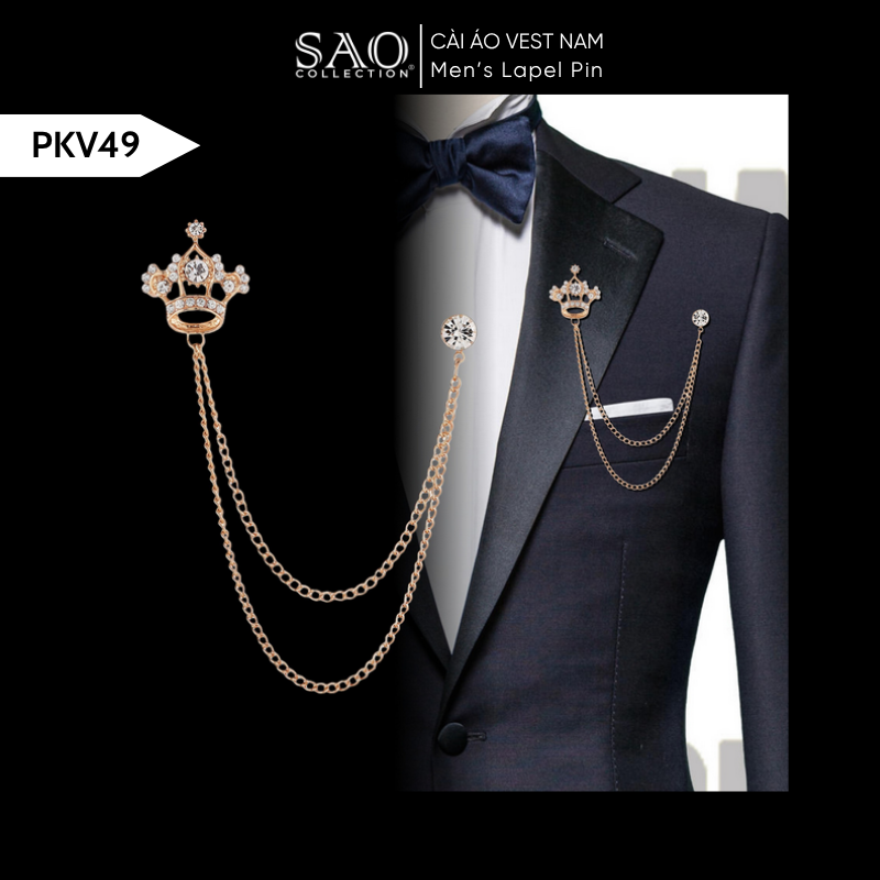 Cài Áo Vest Nam Tua Rua Dây Xích Cao Cấp – Ghim Cài Ve Áo Suit Sang Trọng, Tôn Phong Cách Quý Ông (PKV49)