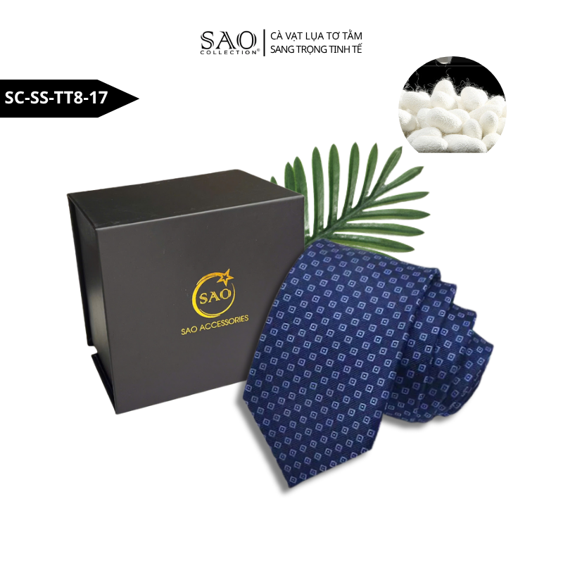 Cà Vạt Nam SAO Collection Lụa Tơ Tằm 100% 8cm – Quà Tặng Doanh Nhân Lịch Sự, Tinh Tế – Kèm Hộp Cao Cấp (SCSSTT817)
