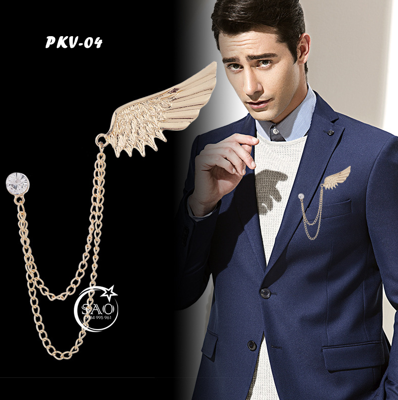 Cài Áo Vest Nam Tua Rua Dây Xích Cao Cấp – Ghim Cài Ve Áo Suit Sang Trọng, Tôn Phong Cách Quý Ông (PKV04)