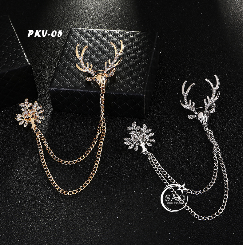 Cài Áo Vest Nam Tua Rua Dây Xích Cao Cấp – Ghim Cài Ve Áo Suit Sang Trọng, Tôn Phong Cách Quý Ông (PKV05)