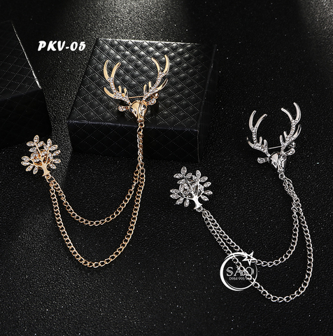 Cài Áo Vest Nam Tua Rua Dây Xích Cao Cấp – Ghim Cài Ve Áo Suit Sang Trọng, Tôn Phong Cách Quý Ông (PKV05)