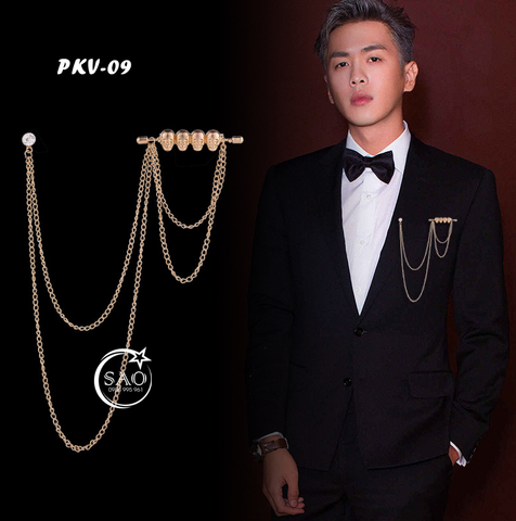 Cài Áo Vest Nam Tua Rua Dây Xích Cao Cấp – Ghim Cài Ve Áo Suit Sang Trọng, Tôn Phong Cách Quý Ông (PKV09)