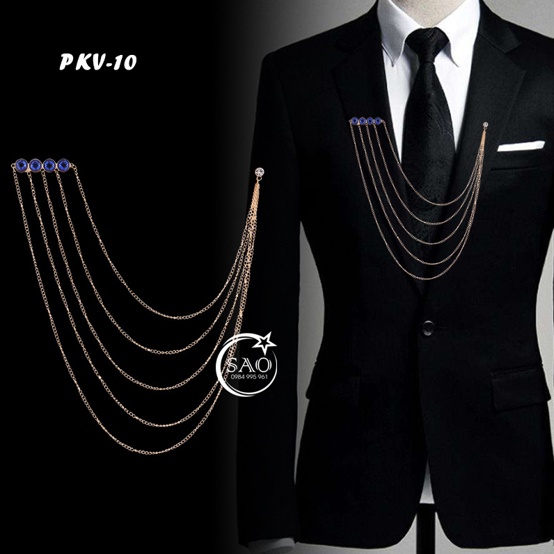 Cài Áo Vest Nam Tua Rua Dây Xích Cao Cấp – Ghim Cài Ve Áo Suit Sang Trọng, Tôn Phong Cách Quý Ông (PKV10)