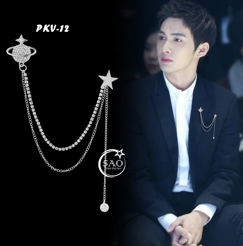 Cài Áo Vest Nam Tua Rua Dây Xích Cao Cấp – Ghim Cài Ve Áo Suit Sang Trọng, Tôn Phong Cách Quý Ông (PKV12)