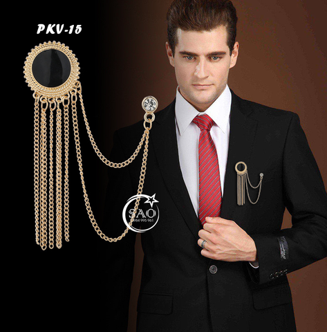 Cài Áo Vest Nam Tua Rua Dây Xích Cao Cấp – Ghim Cài Ve Áo Suit Sang Trọng, Tôn Phong Cách Quý Ông (PKV15)