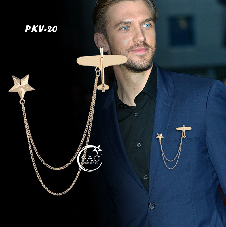 Cài Áo Vest Nam Tua Rua Dây Xích Cao Cấp – Ghim Cài Ve Áo Suit Sang Trọng, Tôn Phong Cách Quý Ông (PKV20)