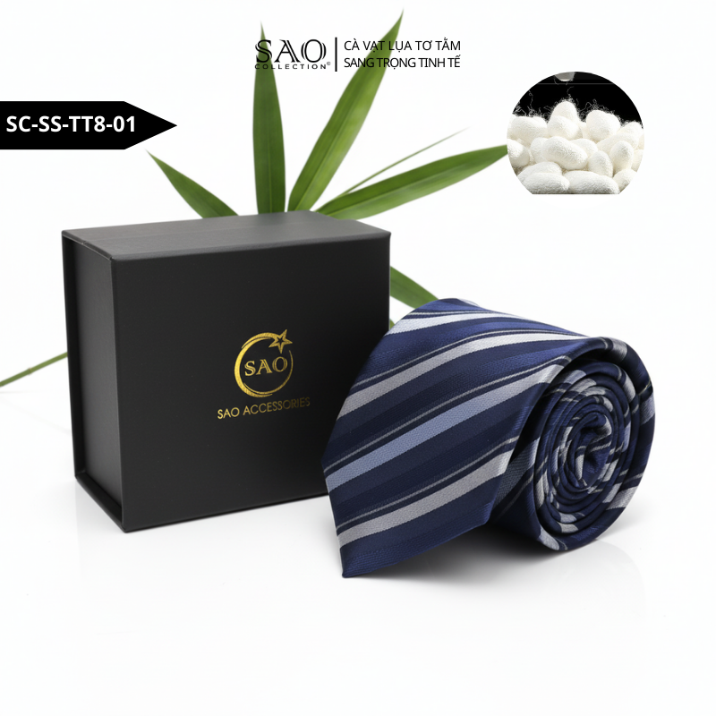 Cà Vạt Nam SAO Collection Lụa Tơ Tằm 8cm – Phong Cách Doanh Nhân Sang Trọng Tinh Tế (SCSSTT801)
