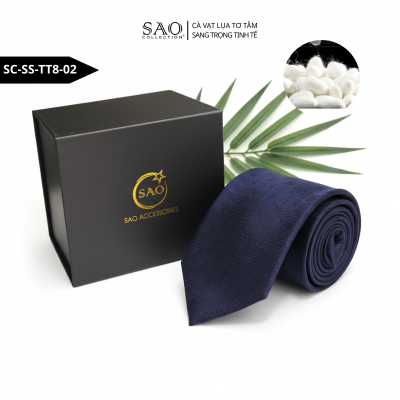 Cà Vạt Nam SAO Collection Lụa Tơ Tằm 8cm – Phong Cách Doanh Nhân Sang Trọng Tinh Tế (SCSSTT802)