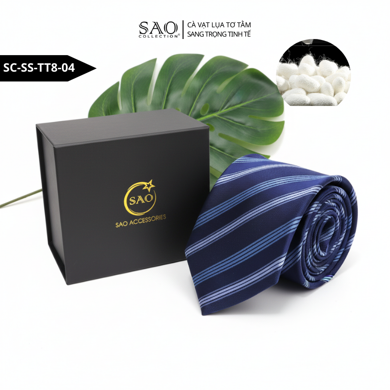 Cà Vạt Nam SAO Collection Lụa Tơ Tằm 8cm – Phong Cách Doanh Nhân Sang Trọng Tinh Tế (SCSSTT804)