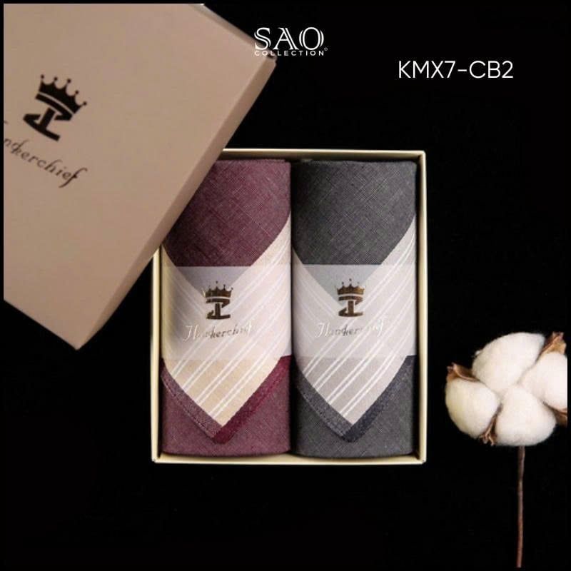 Khăn Mùi Xoa Combo 2 Khăn Tay Nam Quà Tạng Luxury Mát Lạnh, Thơm Tho, Thấm Hút Mồ Hôi Tốt KMX7CB2)