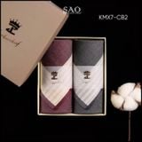 Khăn Mùi Xoa Combo 2 Khăn Tay Nam Quà Tạng Luxury Mát Lạnh, Thơm Tho, Thấm Hút Mồ Hôi Tốt KMX7CB2)