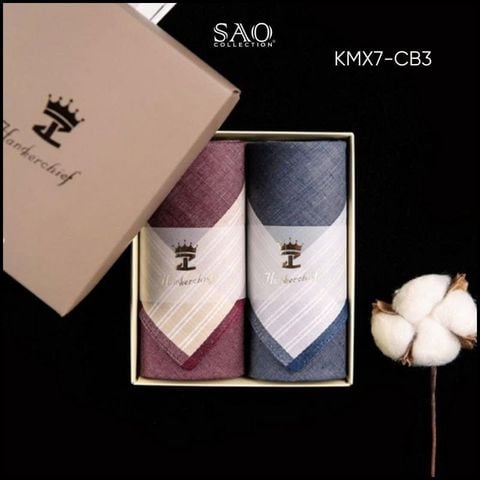 Khăn Mùi Xoa Combo 2 Khăn Tay Nam Quà Tạng Luxury Mát Lạnh, Thơm Tho, Thấm Hút Mồ Hôi Tốt KMX7CB3)