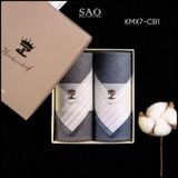 Khăn Mùi Xoa Combo 2 Khăn Tay Nam Quà Tạng Luxury Mát Lạnh, Thơm Tho, Thấm Hút Mồ Hôi Tốt (KMX7CB1)