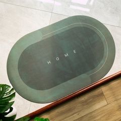 Thảm Lau Chân Da Lộn Hấp Thụ Nước Chống Trượt Để Nhà Tắm Nhà Bếp - Xanh lá - 50x80cm