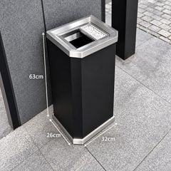 Thùng Rác Inox Có Gạt Tàn Dạng Đứng Cho Khách Sạn