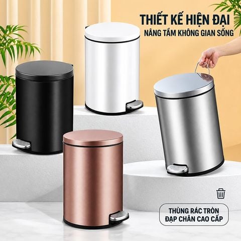 Thùng Rác Inox Đạp Chân Nắp Êm Cho Khách Sạn