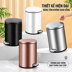 Thùng Rác Inox Đạp Chân Nắp Êm Cho Khách Sạn