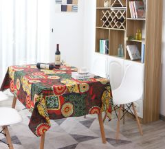 Khăn Trải Bàn Bố Gai Boho Cổ Điển Đốm Tròn